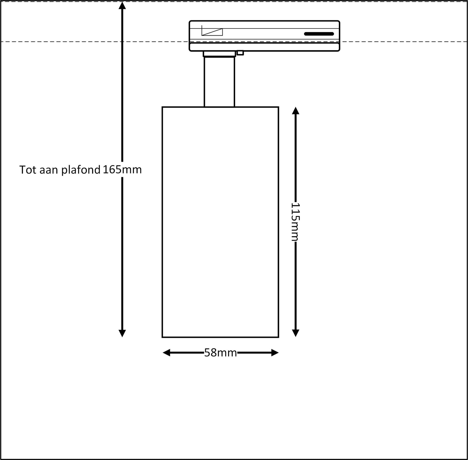 Tekening afmeting railspot van Railspot.nl