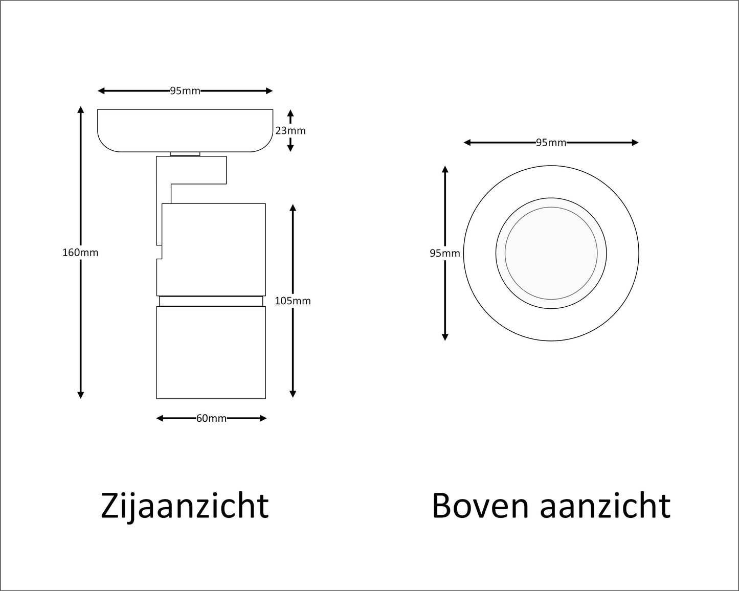 Opbouwspot TUBY SOLO GU10 zwart