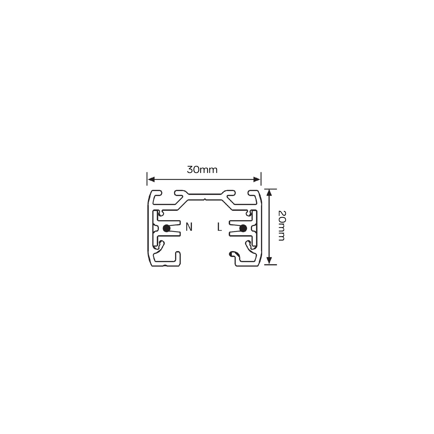 1fase rail zwart 2 meter GB 2200-2