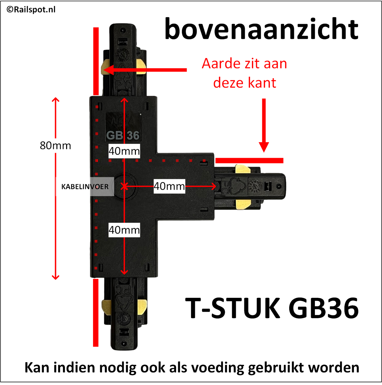 1fase rail grijs - T-stuk GB36-1