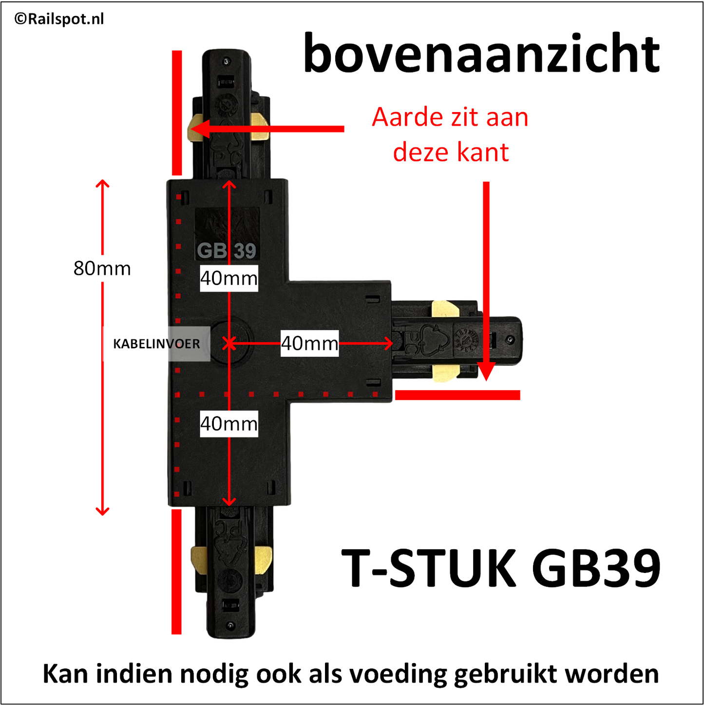 1fase rail grijs - T-stuk GB39-1