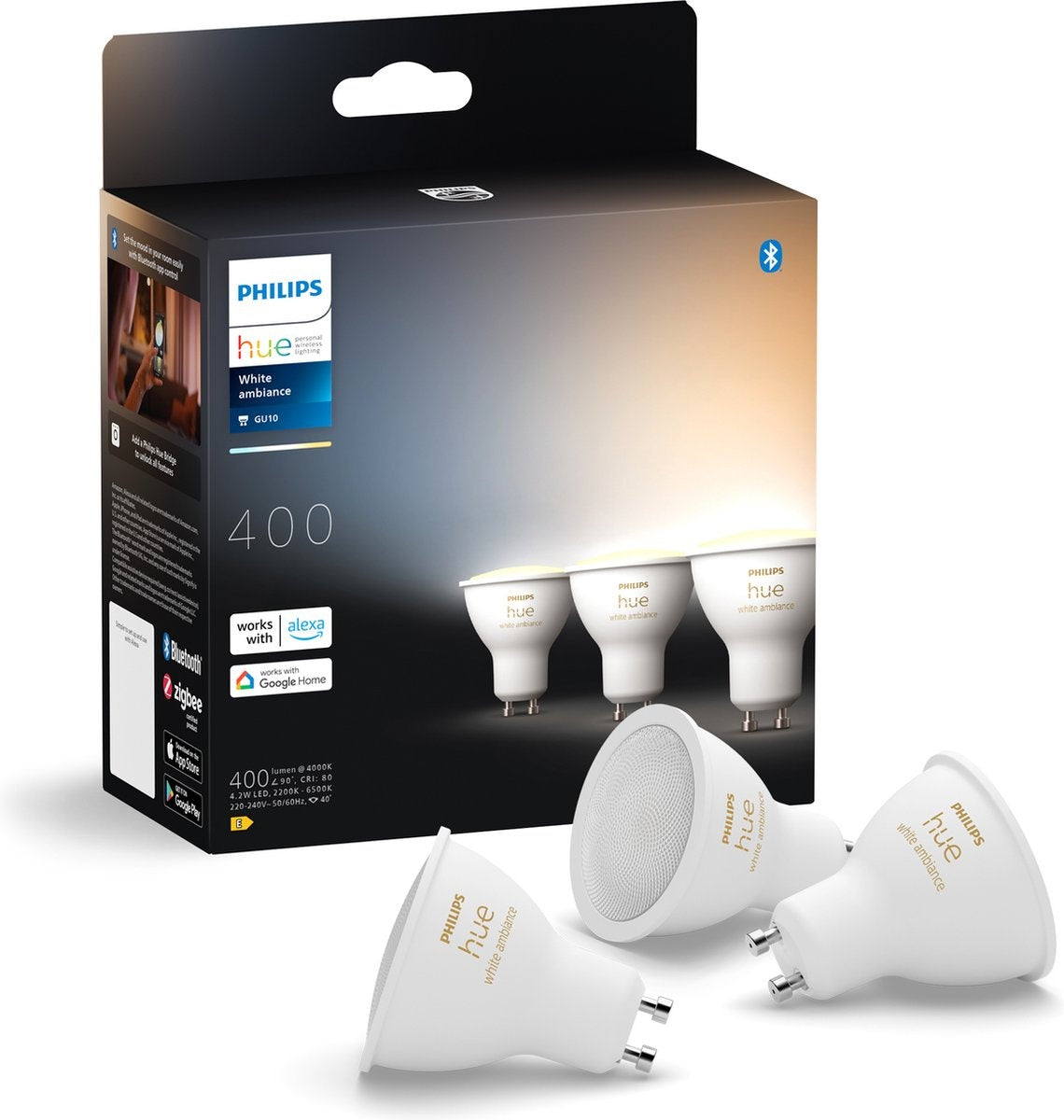 Philips HUE White Ambiance GU10 (3-pack)