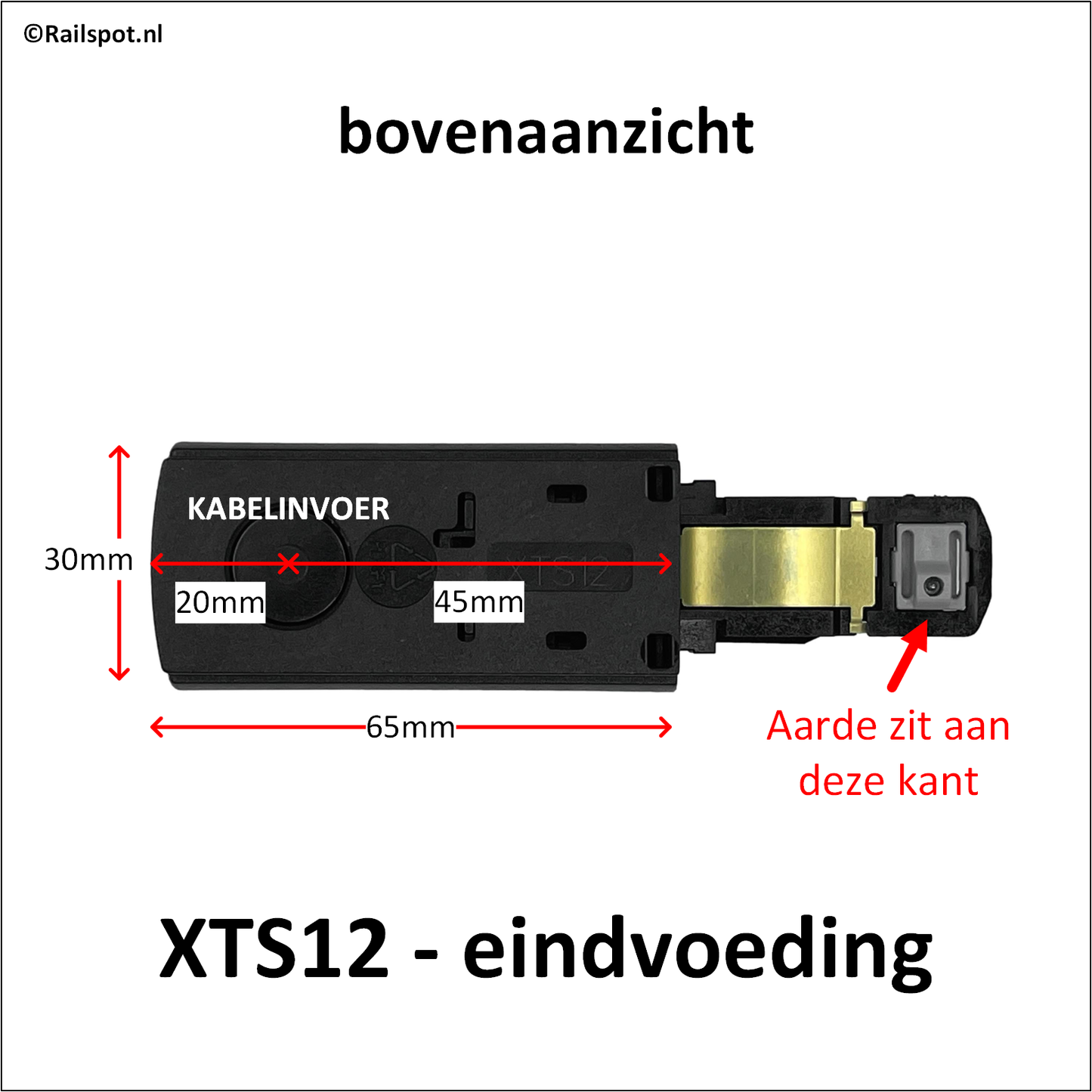 3fase rail grijs - rail eindvoeding XTS12-1