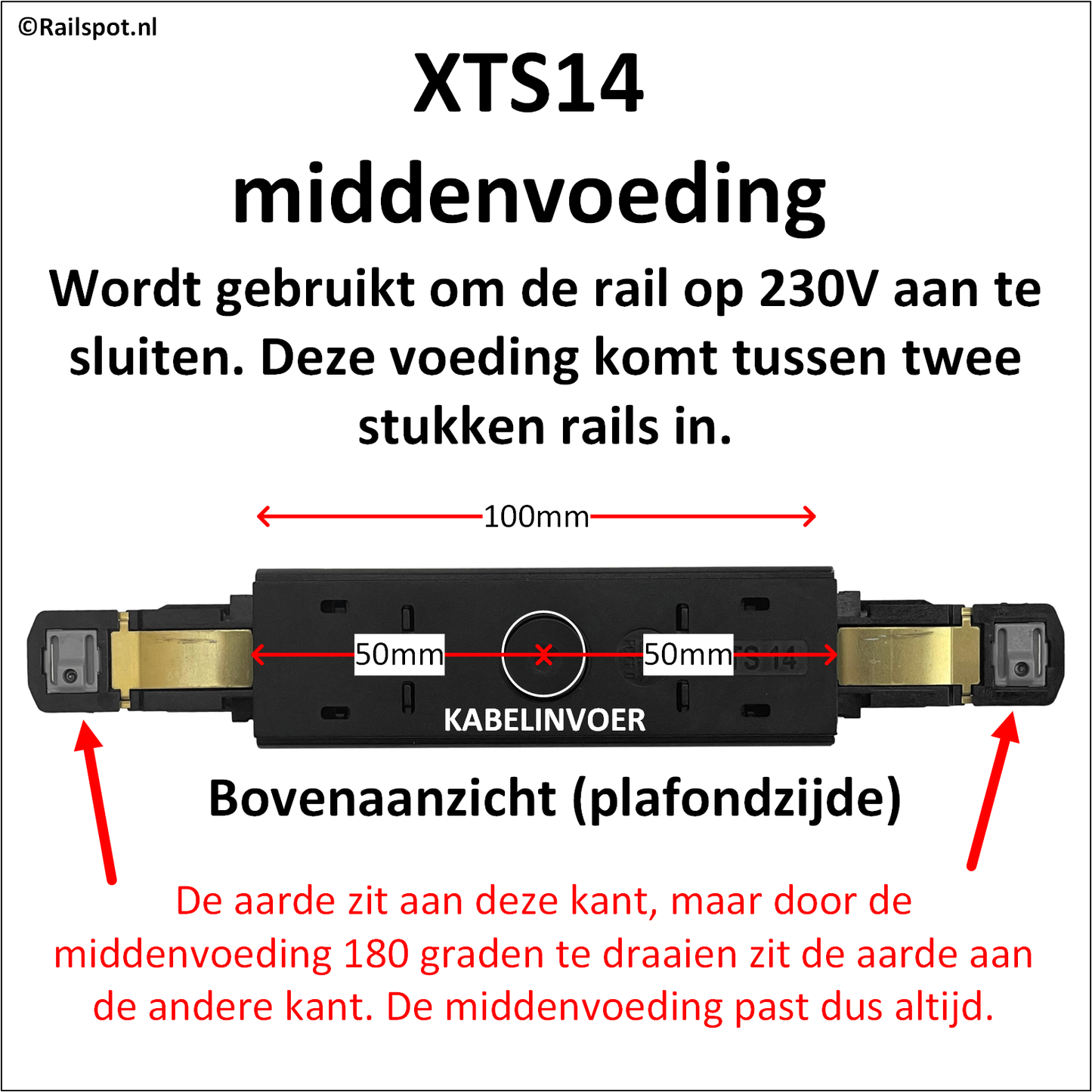 3fase rail grijs - rail middenvoeding XTS14-1