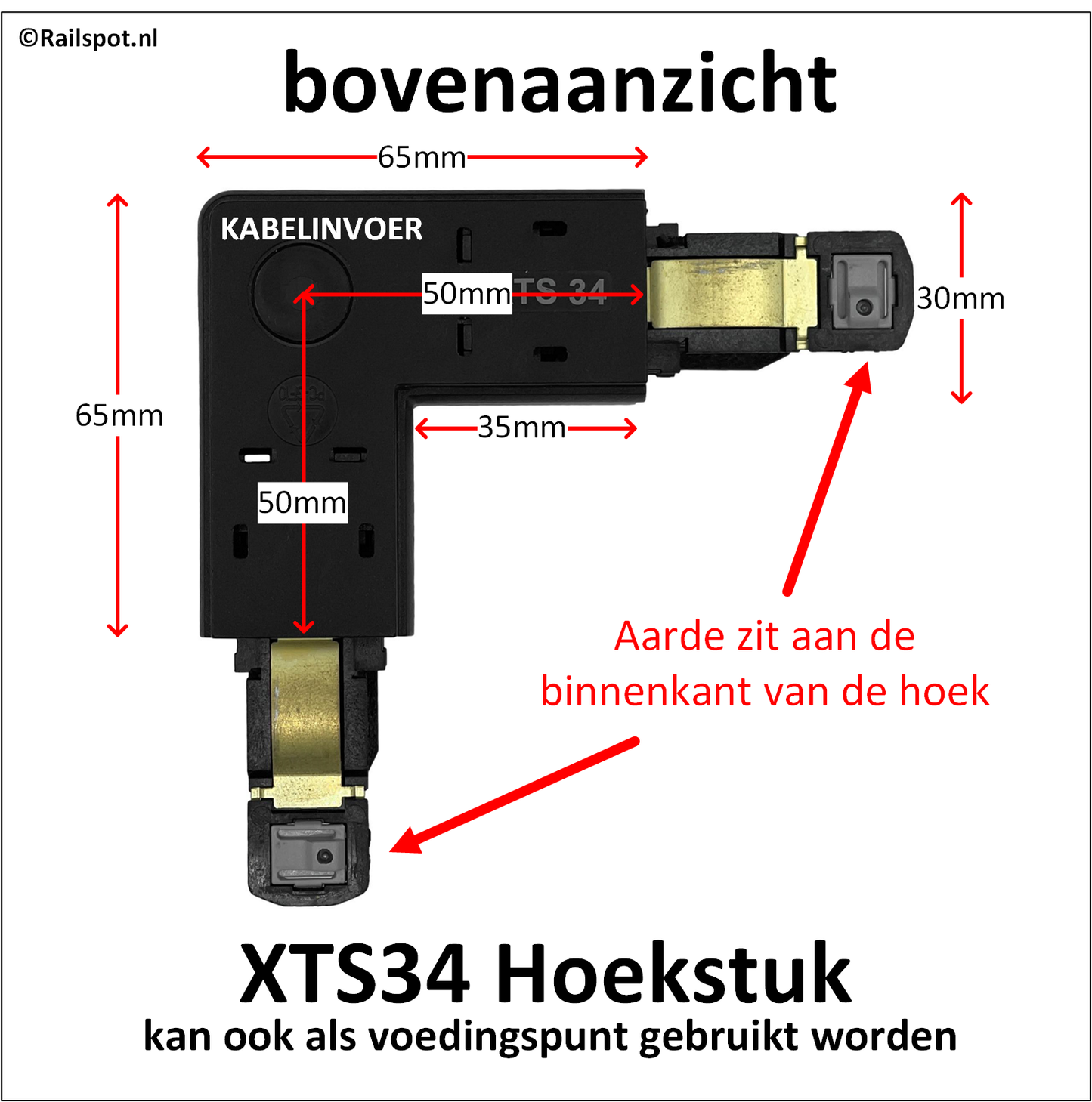 3fase rail grijs - hoekstuk XTS34-1