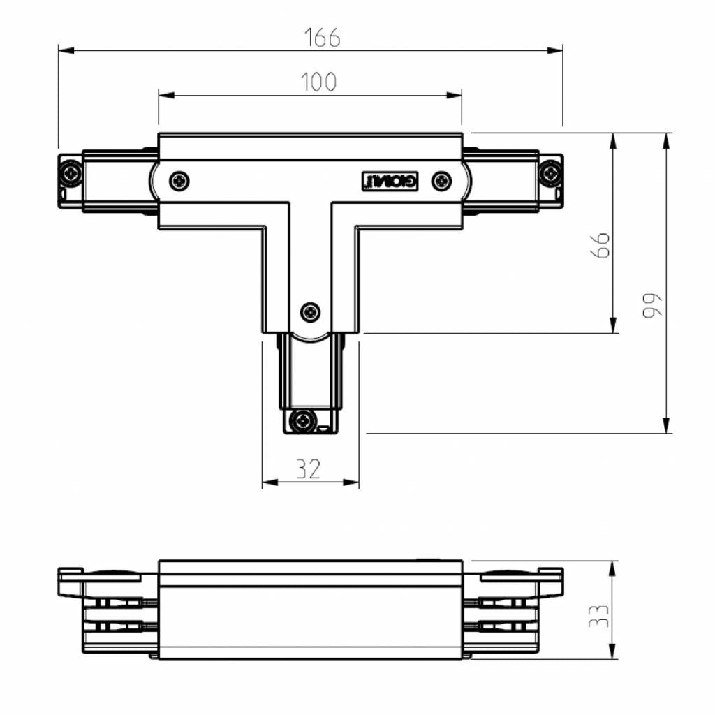 3fase rail wit - T-stuk XTS36-3