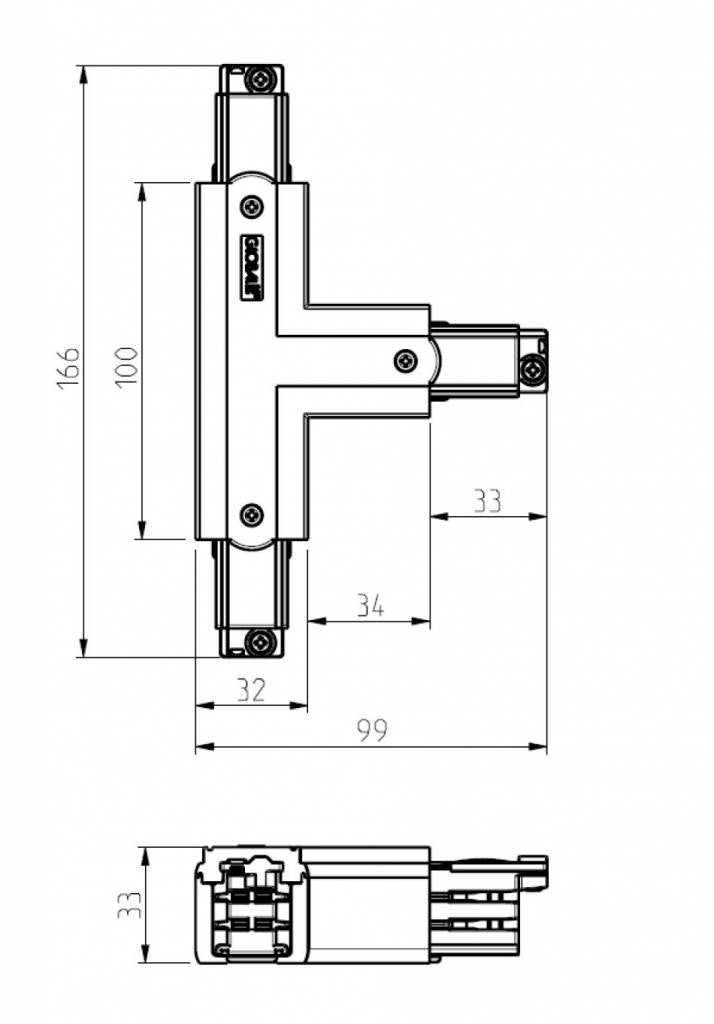 3fase rail wit - T-stuk XTS40-3