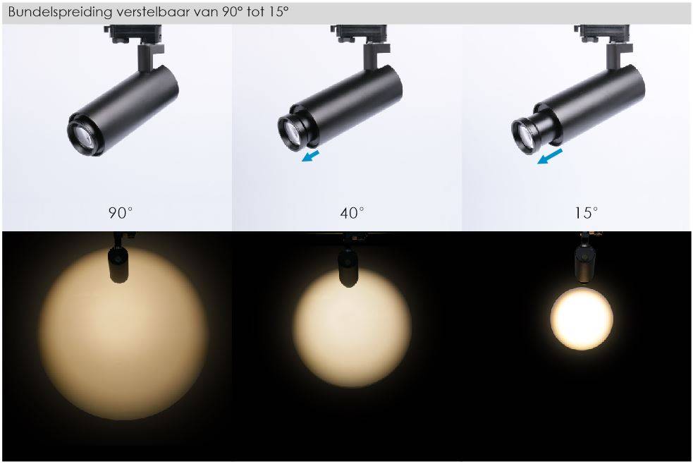 ZOOM 15 watt 3000k - zwart