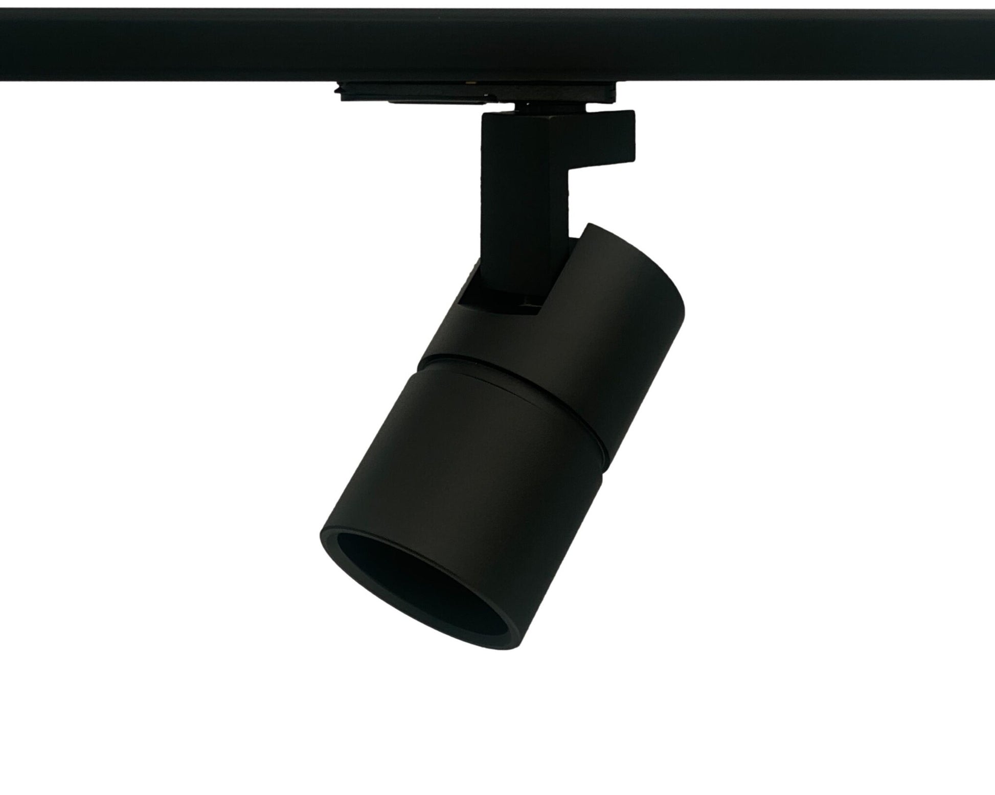 zwarte railspot met robuust design voor 1-fase railverlichting