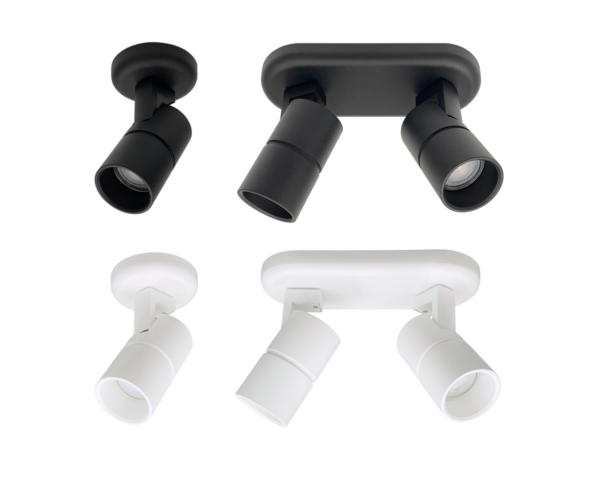 TUBY GU10 opbouwspots in zwart – moderne plafondspots met richtbare GU10 fitting en strak design