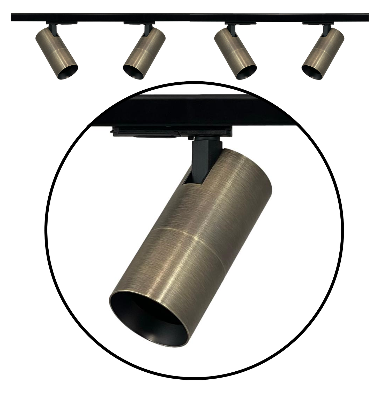 Complete 1-fase railverlichting set met BRONS GU10 spots