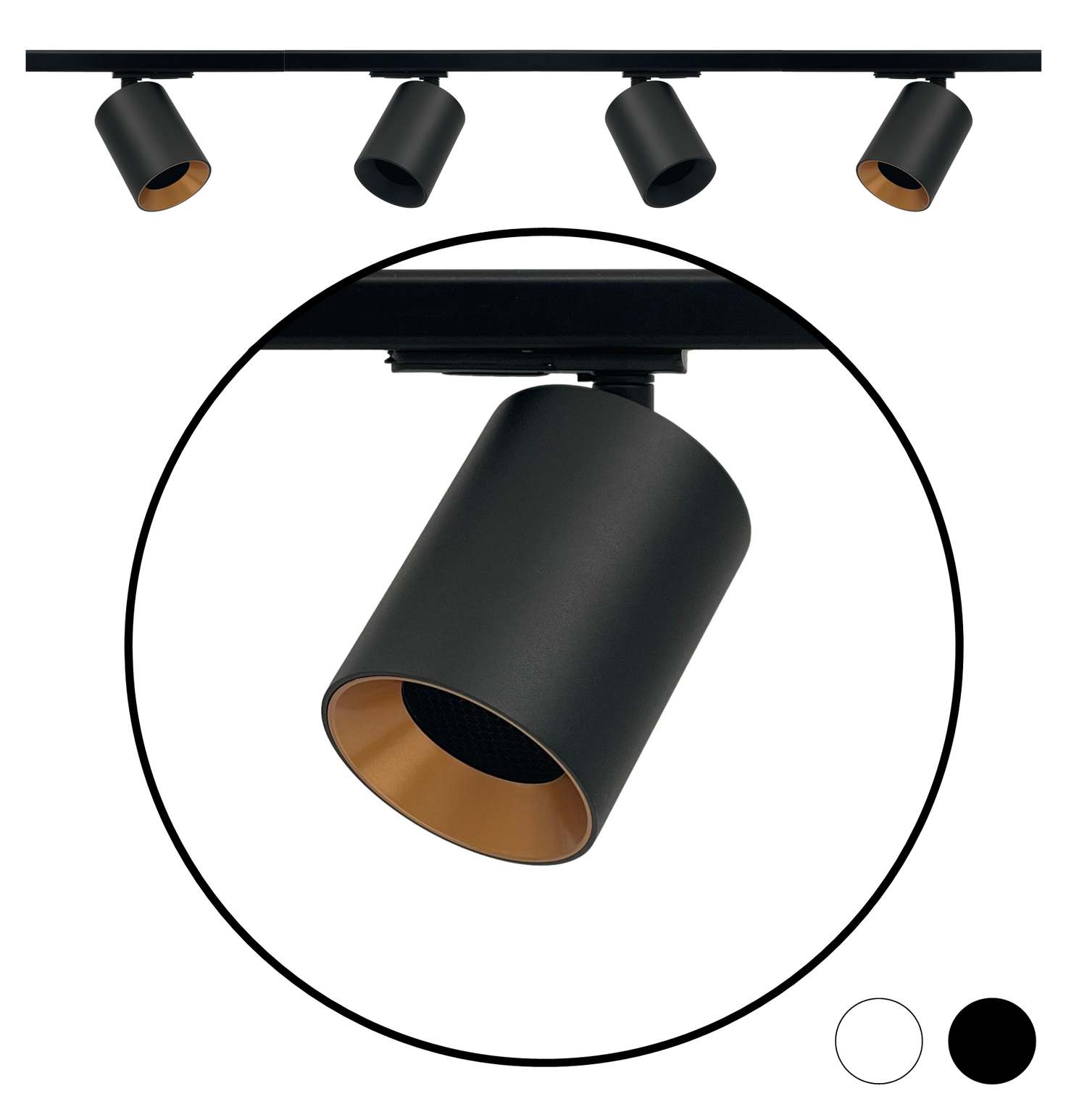 Complete 1-fase railverlichting set met COLLOS GU10 spots