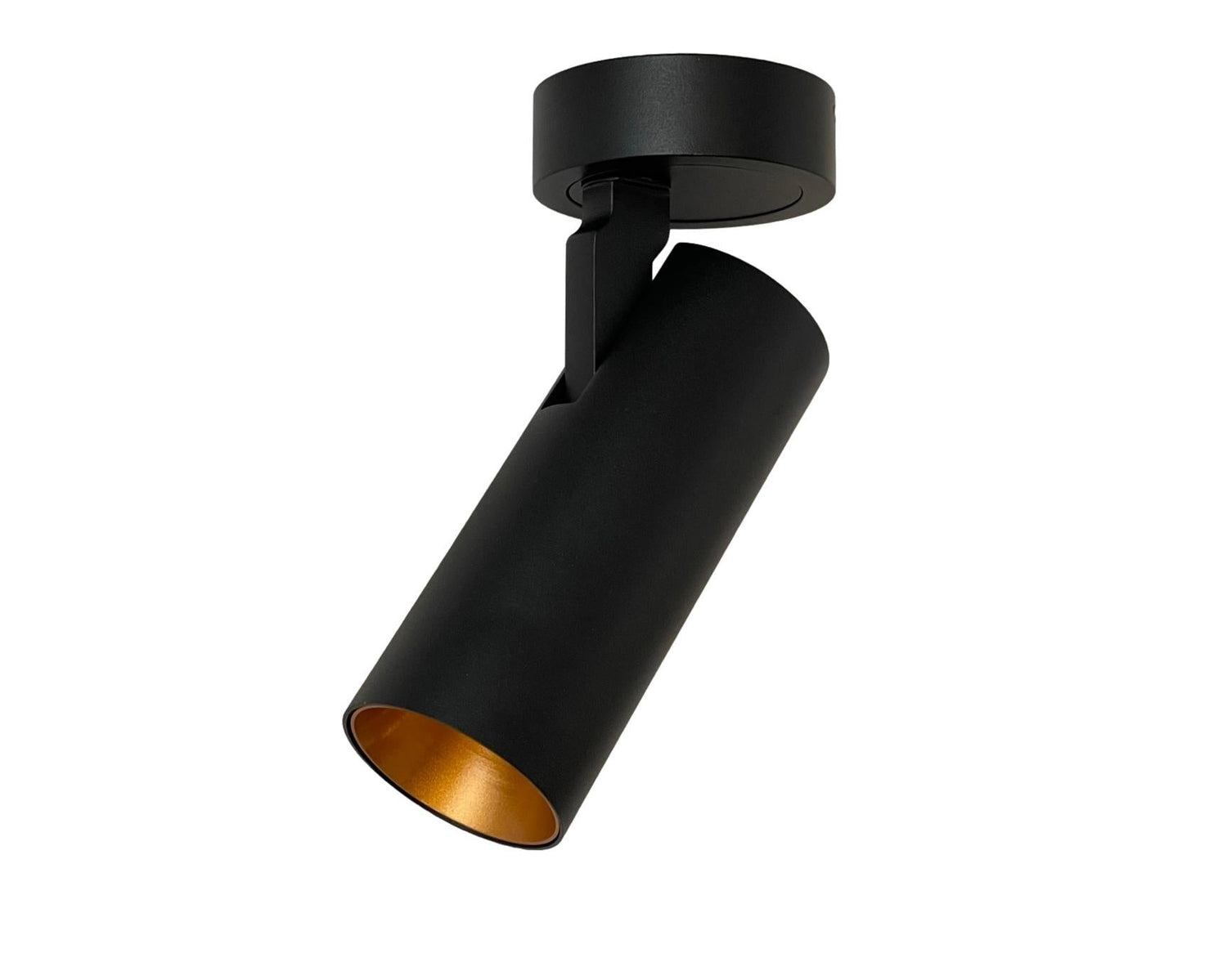SLIMM-50 opbouwspot zwart met gouden binnenring