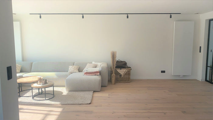 Zwart railverlichting Woonkamer Nordic Global 1F rail met MODERN GU10
