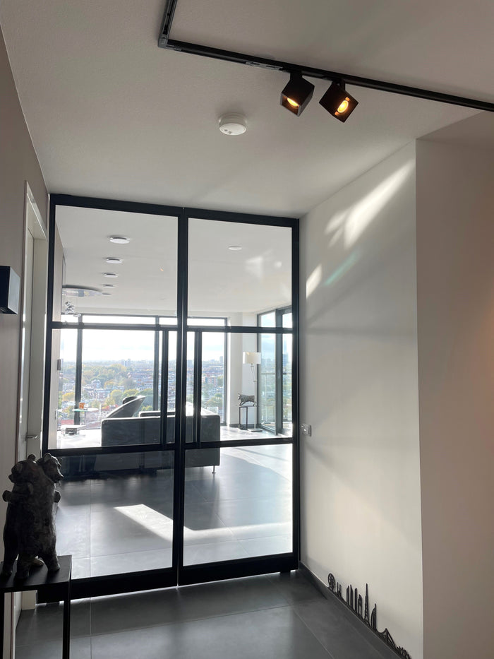 Zwart railverlichting Hal Nordic Global 1F rail met KUBY GU10