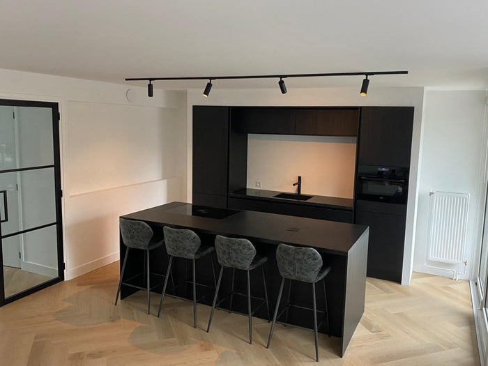 Zwart railverlichting Keuken Nordic Global 1F rail met MODERN XL GU10