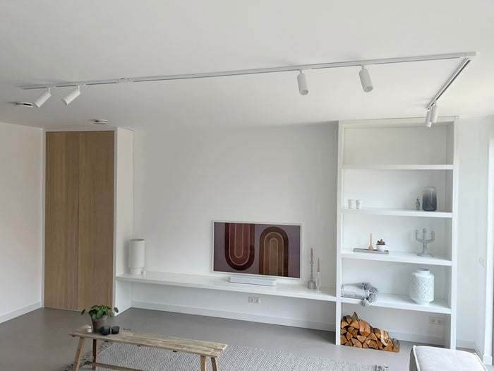Wit railverlichting Woonkamer Nordic Global 1F rail met MODERN XL GU10
