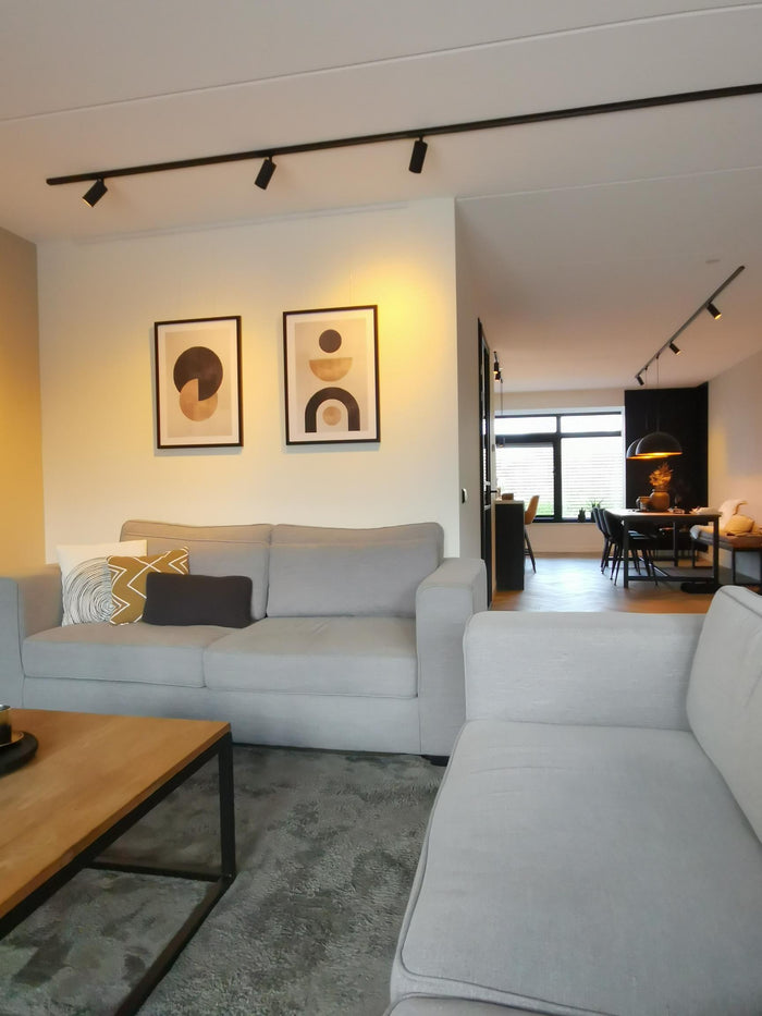Zwart railverlichting Woonkamer Nordic Global 1F rail met LUXON GU10