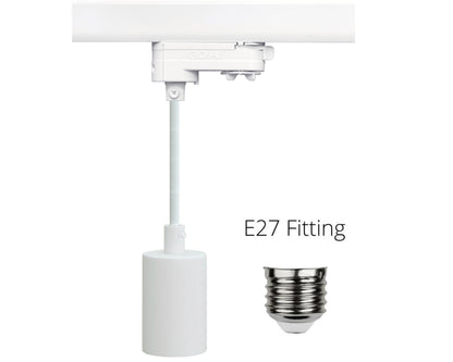 witte e27 fitting met kabe voor 3-fase rail