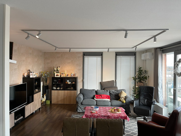 Grijs railverlichting Woonkamer Nordic Global 1F rail met TUBY GU10