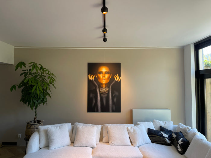 Zwart railverlichting Woonkamer Nordic Global 1F rail met GLOBE GU10