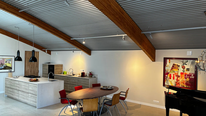 Grijs railverlichting Woonkamer, 
        
          
          Eettafel, 
        
          
          Keuken Nordic Global 3F rail met TUBY GU10