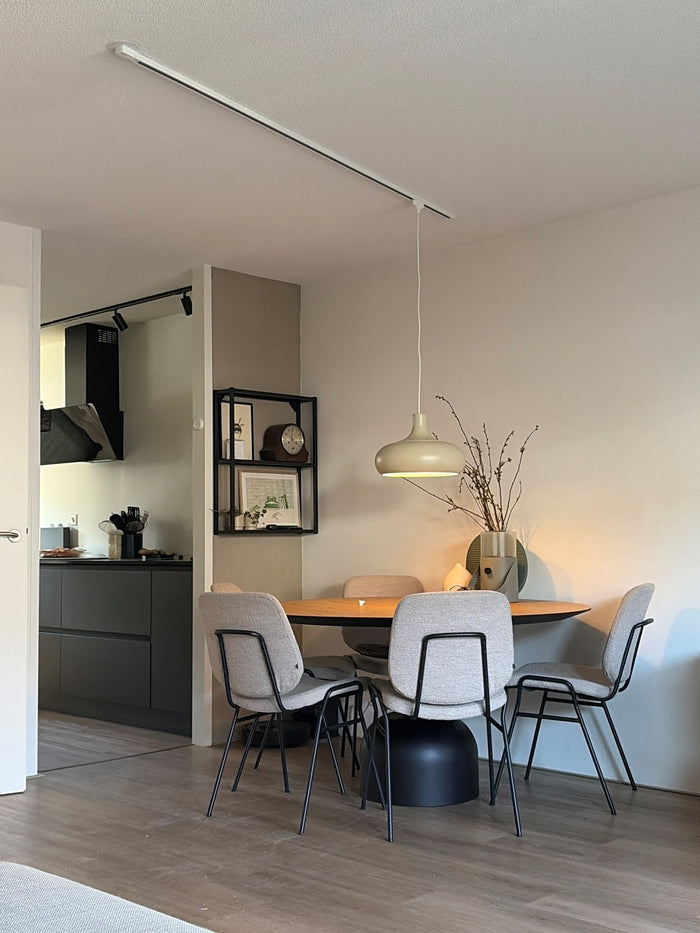 Wit railverlichting Eettafel Nordic Global 1F rail met Hanglamp adapter