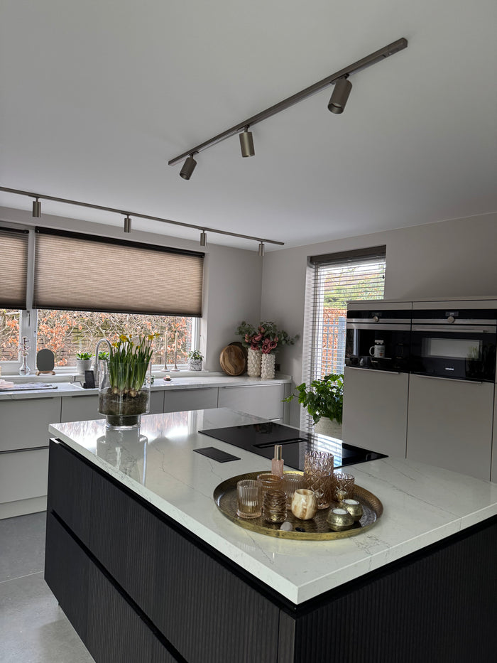 Champagne railverlichting Keuken Nordic Global 1F rail met LUXON GU10