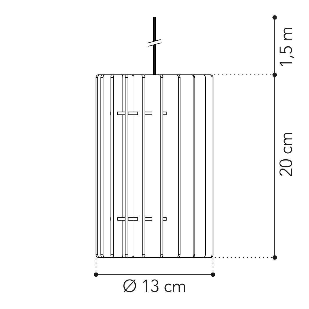 Afmetingen van de houten hanglamp met philips hue erin