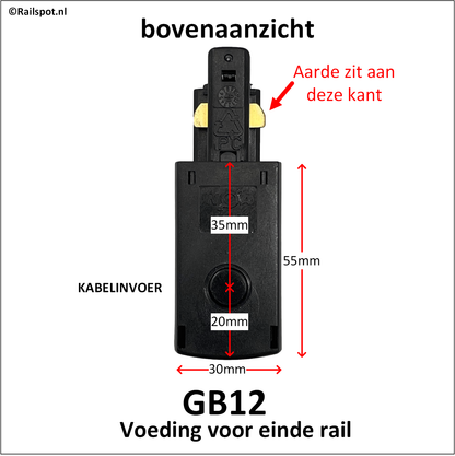 Afmetingen van de eindvoeding voor Nordic aluminium railverlichting