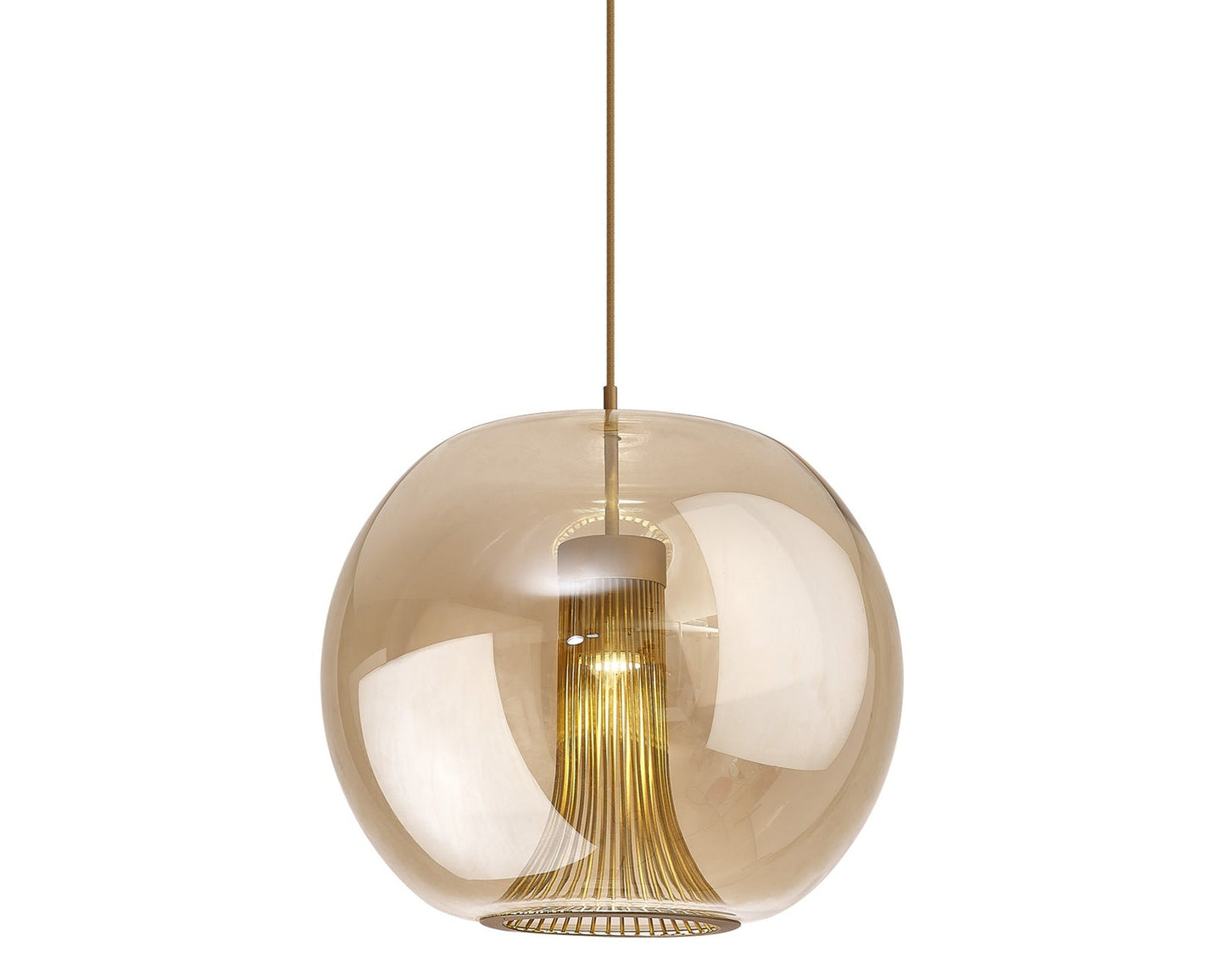 Glazen hanglamp met bronzen afwerking geschikt voor Philips Hue