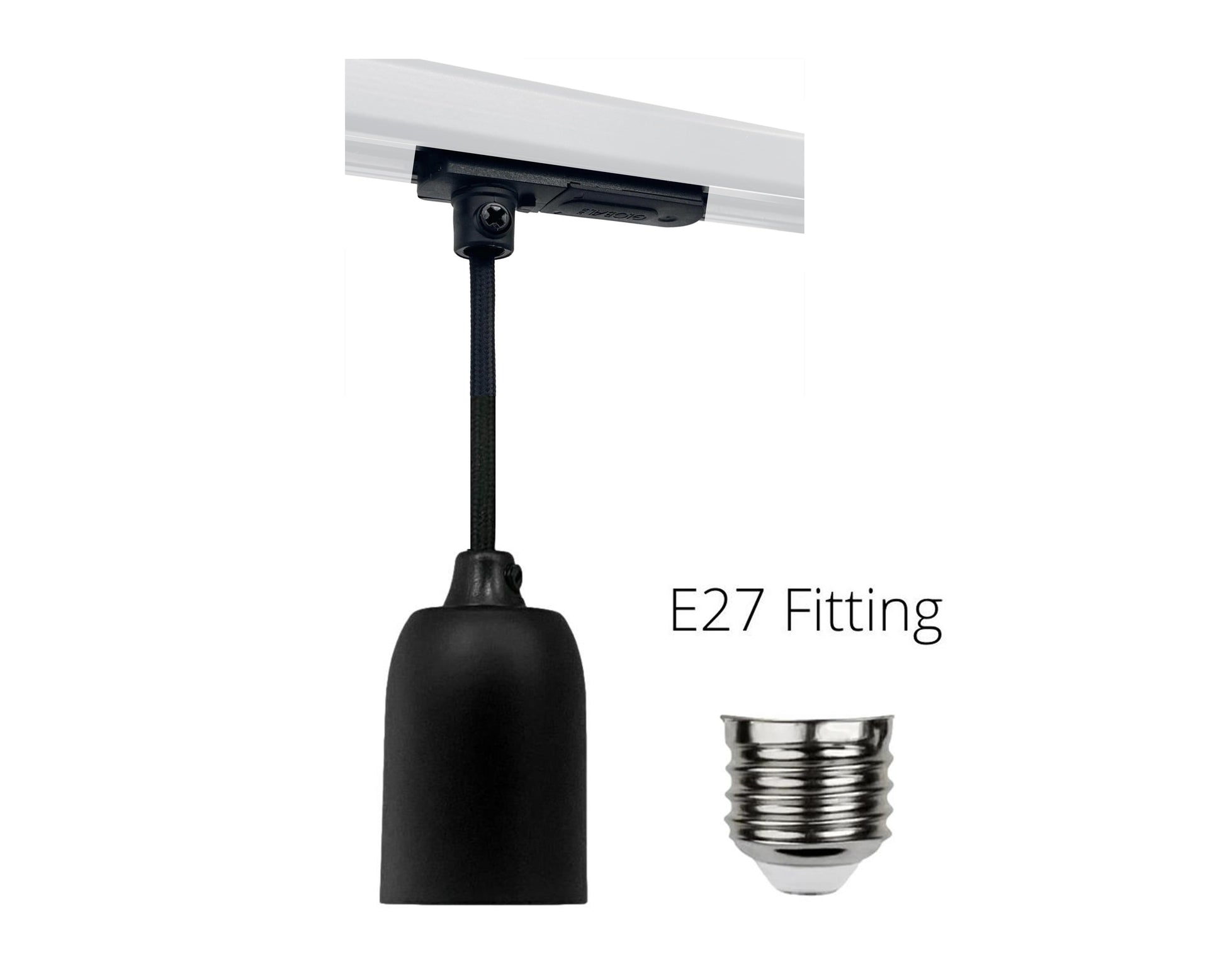 zwarte e27 fitting voor hanglamp railverlichting