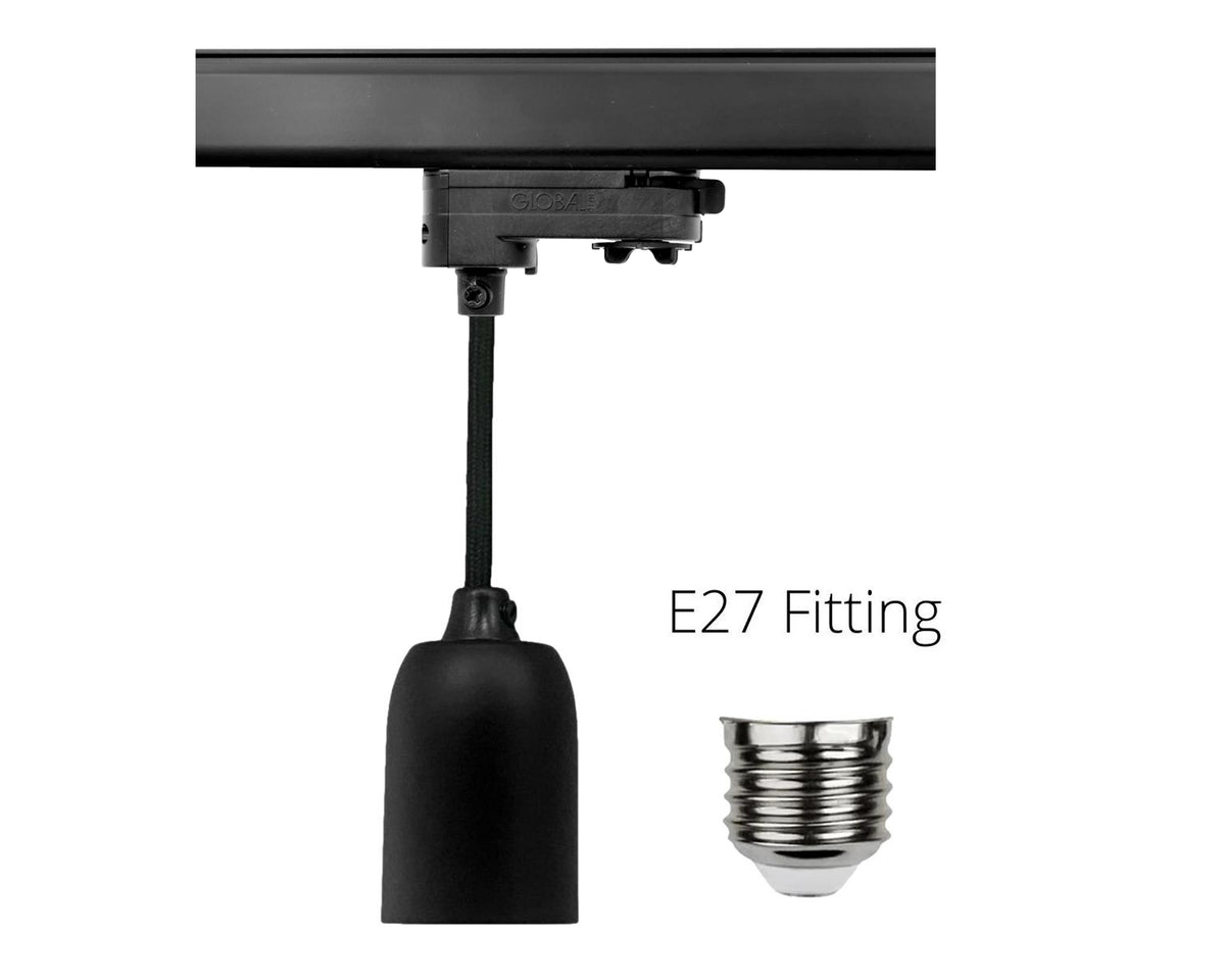 STANDAARD E27 FITTING MET KABEL ZWART 3F