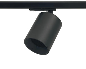 zwart railspot voor 1fase railverlichting met grotere diameter voorzien van GU10 fitting