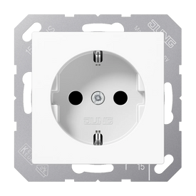 JUNG AS500 / A550 Wandcontactdoos met Randaarde 1-voudig – Alpine Wit (A1520WW)