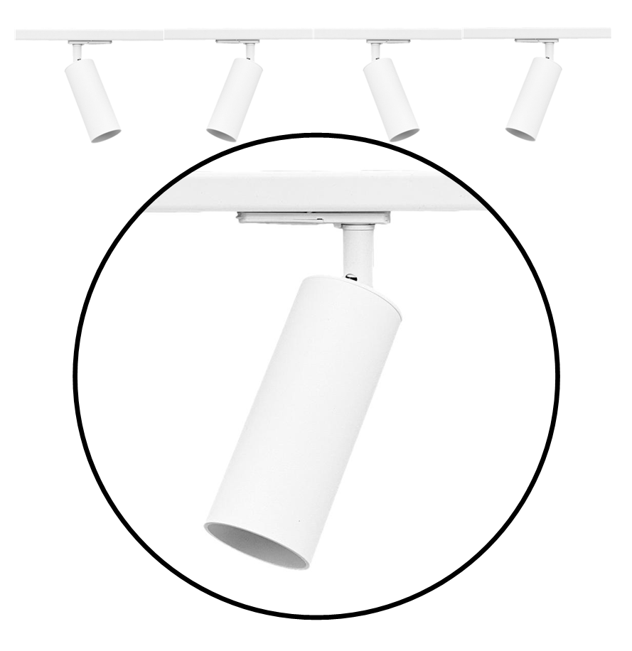 Complete set railverlichting met een langwerpige GU10 railspot