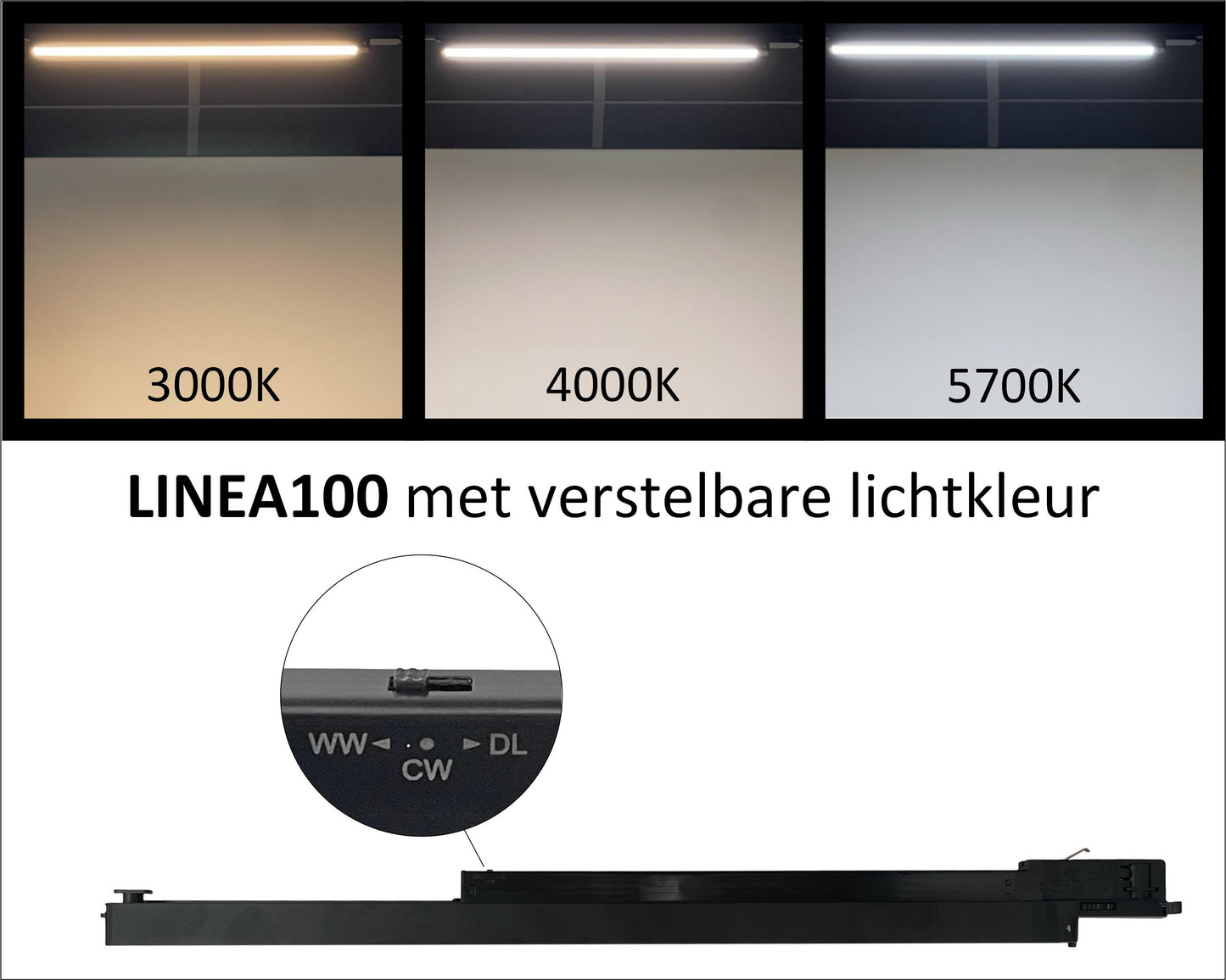 Railspot LINEA 100 zwart 3000K|4000K|5700K 3F