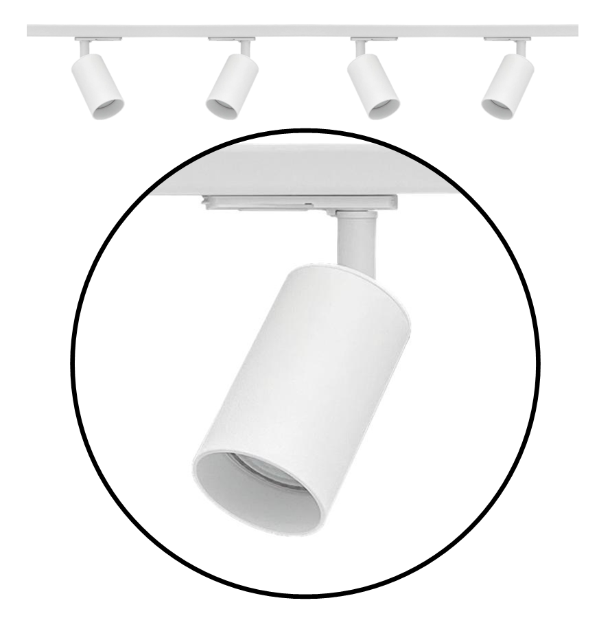 1-fase railverlichting set met witte GU10 railspots