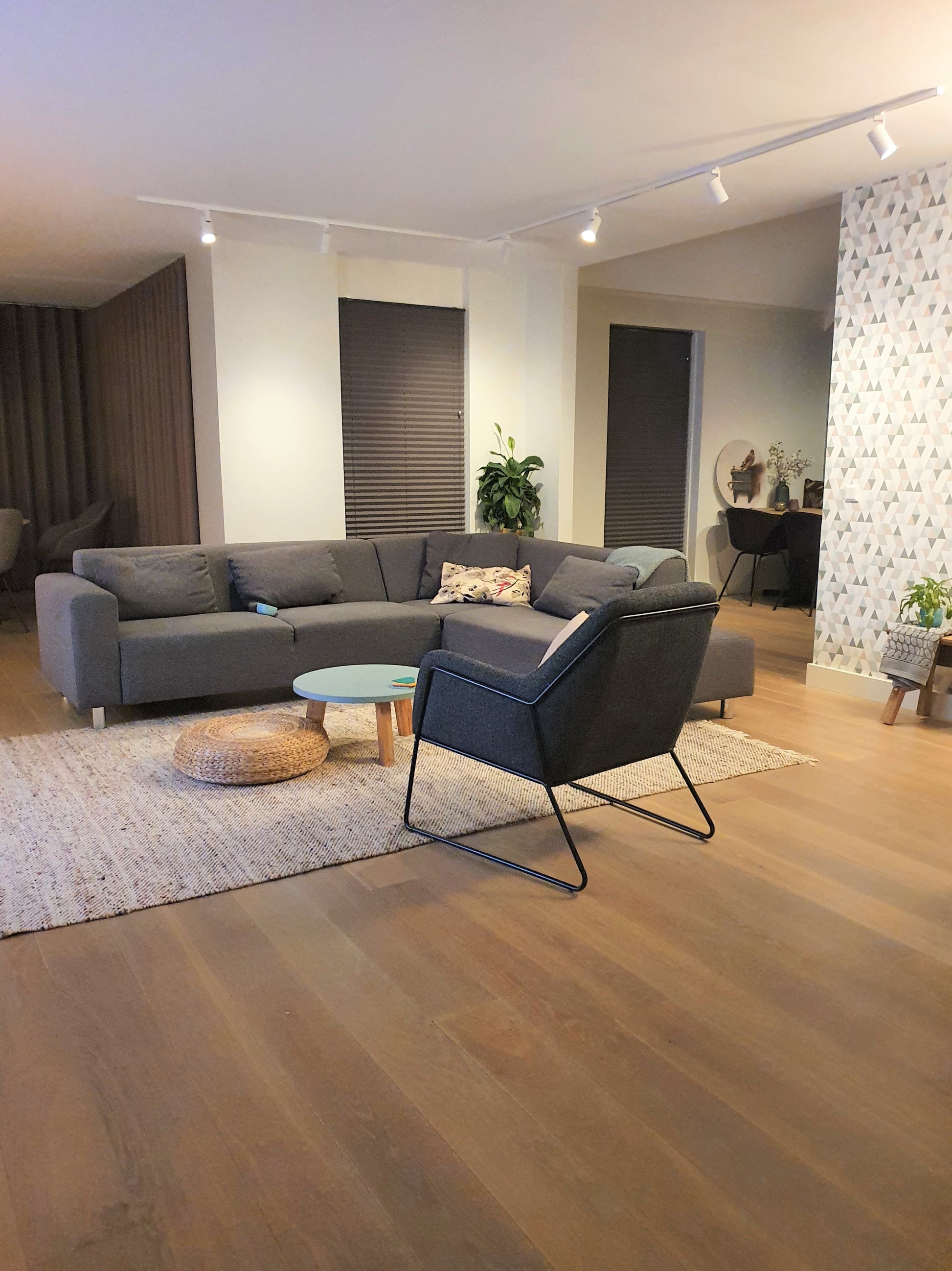 Witte railverlichting set 1-fase in woonkamer klantfoto