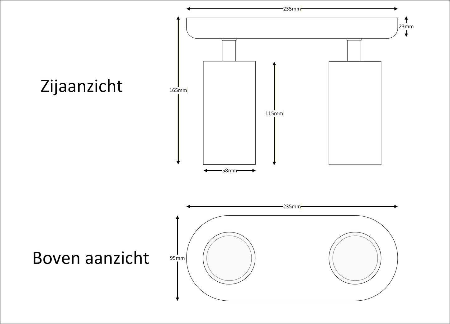 opbouwspot LUXON DUO | GU10 | wit