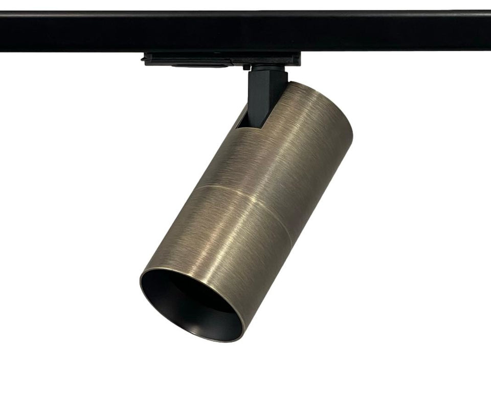 brons kleurige spots op rail met GU10 fitting voor lichtrail