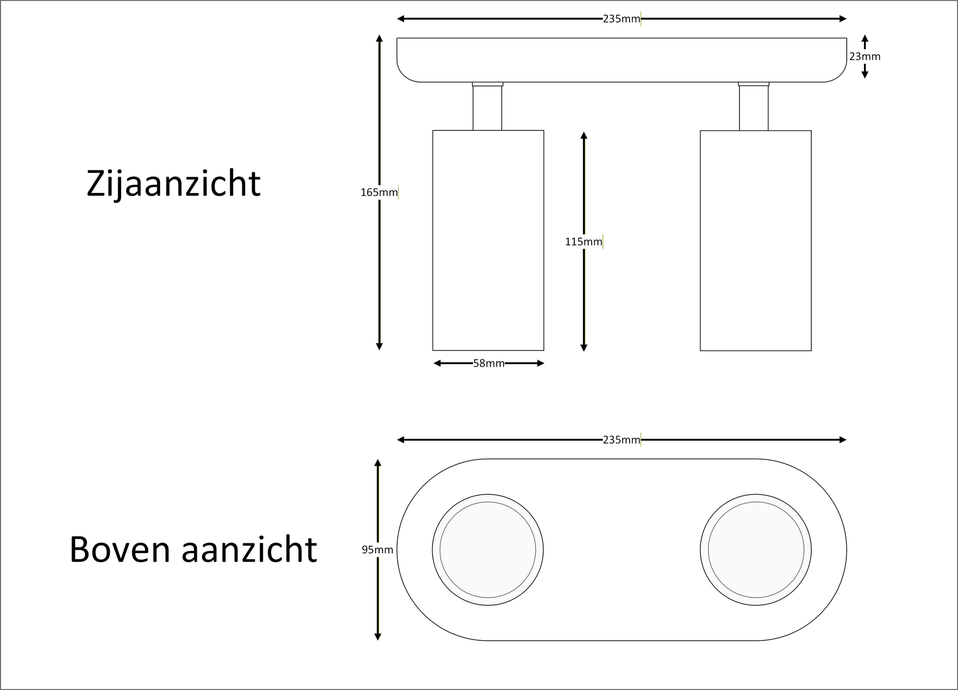 compacte luxe dubbele opbouwspot 