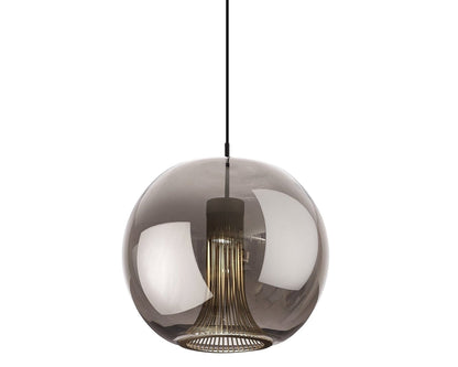 Glazen hanglamp in chroom uitvoering