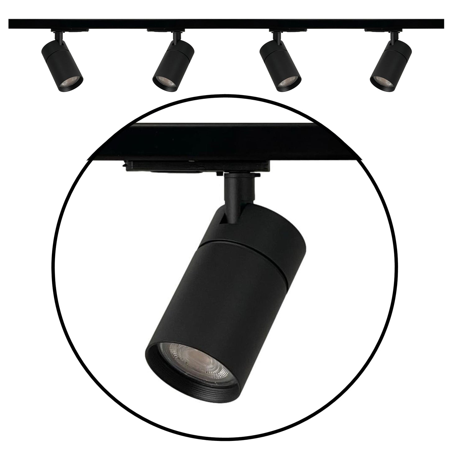 set railverlichting met zwart compacte gu10 railspots