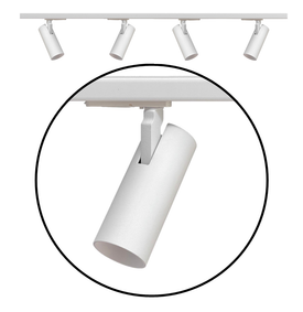 Complete set 1-fase railverlichting in wit met eindvoeding, 1 meter rail en eindkap