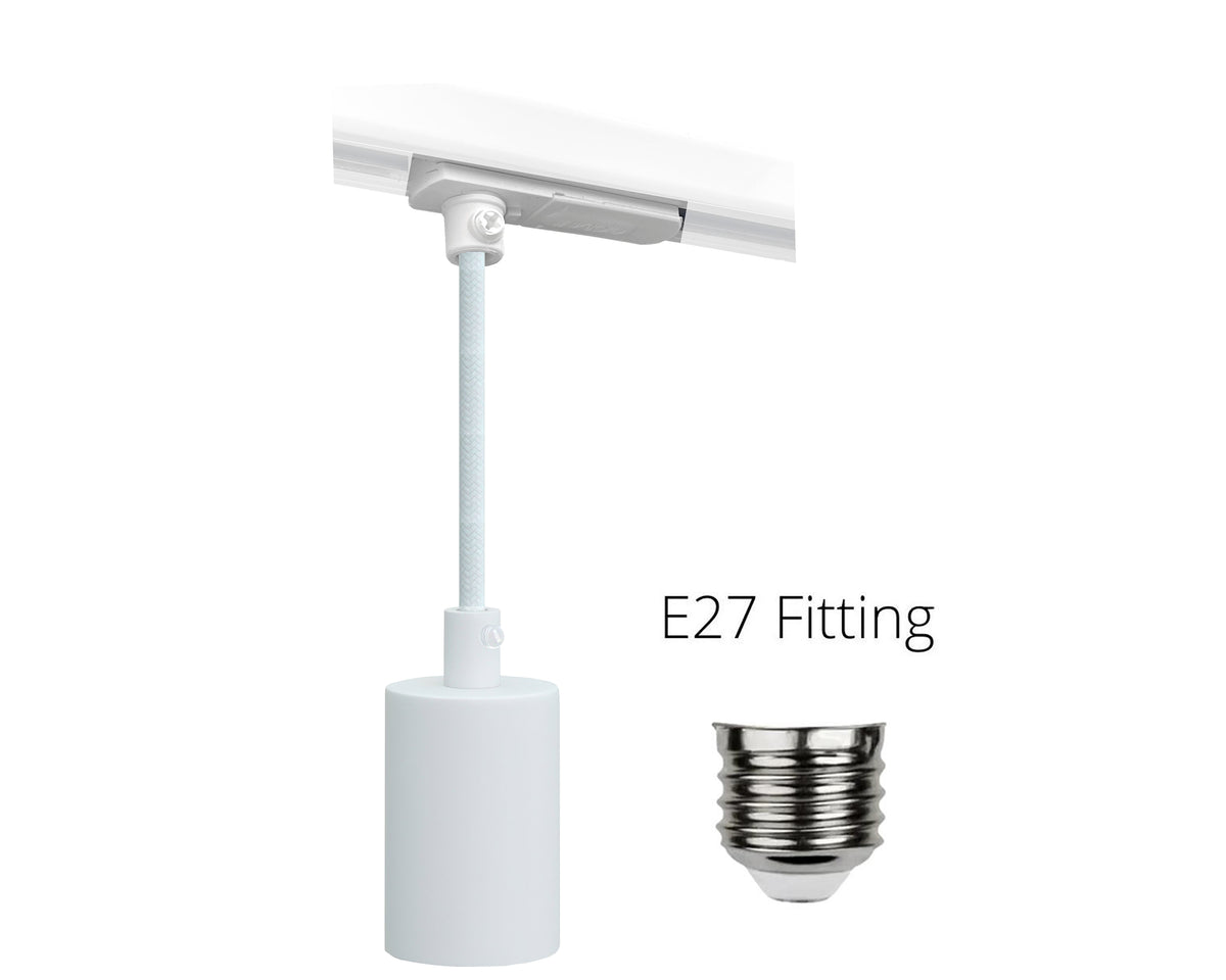 witte fitting met kabel voor 1fase railverlichting