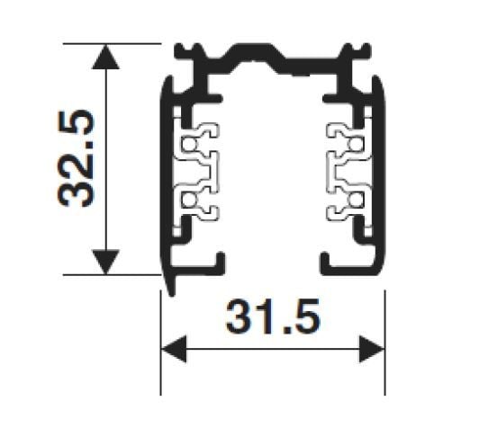 3fase rail zwart 1 meter XTS 4100-2