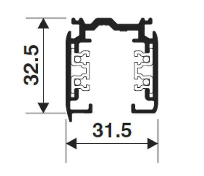 3fase rail zwart 1 meter XTS 4100-2