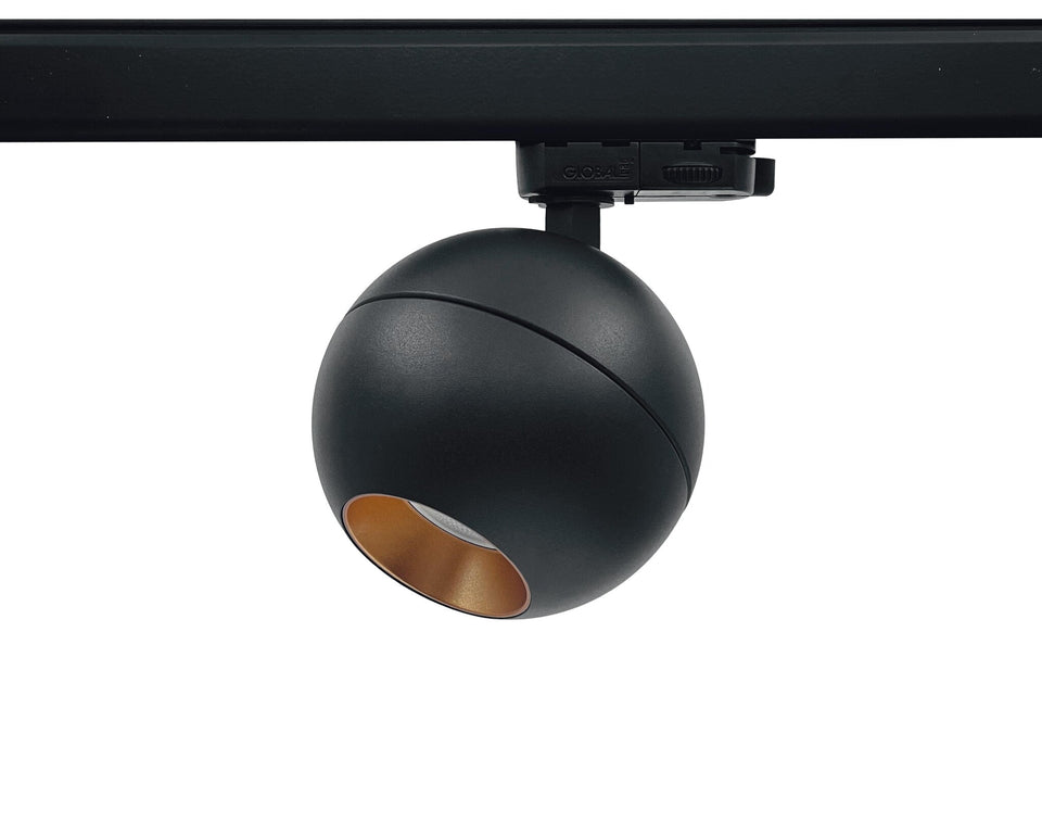 bolvormig railspot GU10 zwart