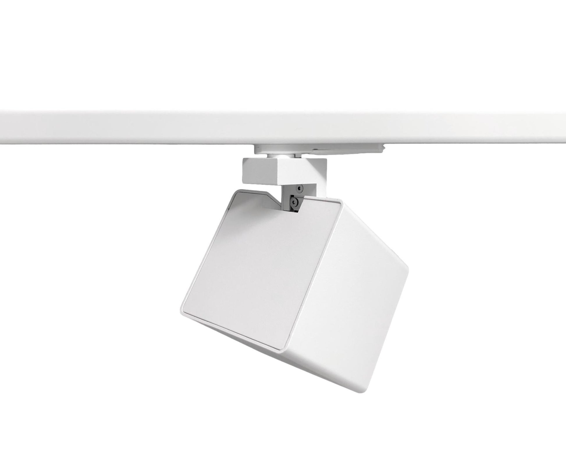 KUBY GU10 wit railspot met Global Trac adapter op witte 1-fase rail.